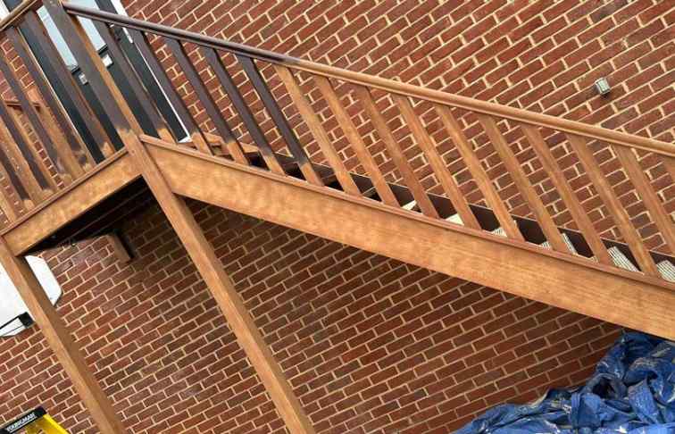 Cleaning of exterior wooden staircase in Thame, Oxfordshire